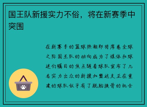 国王队新援实力不俗，将在新赛季中突围